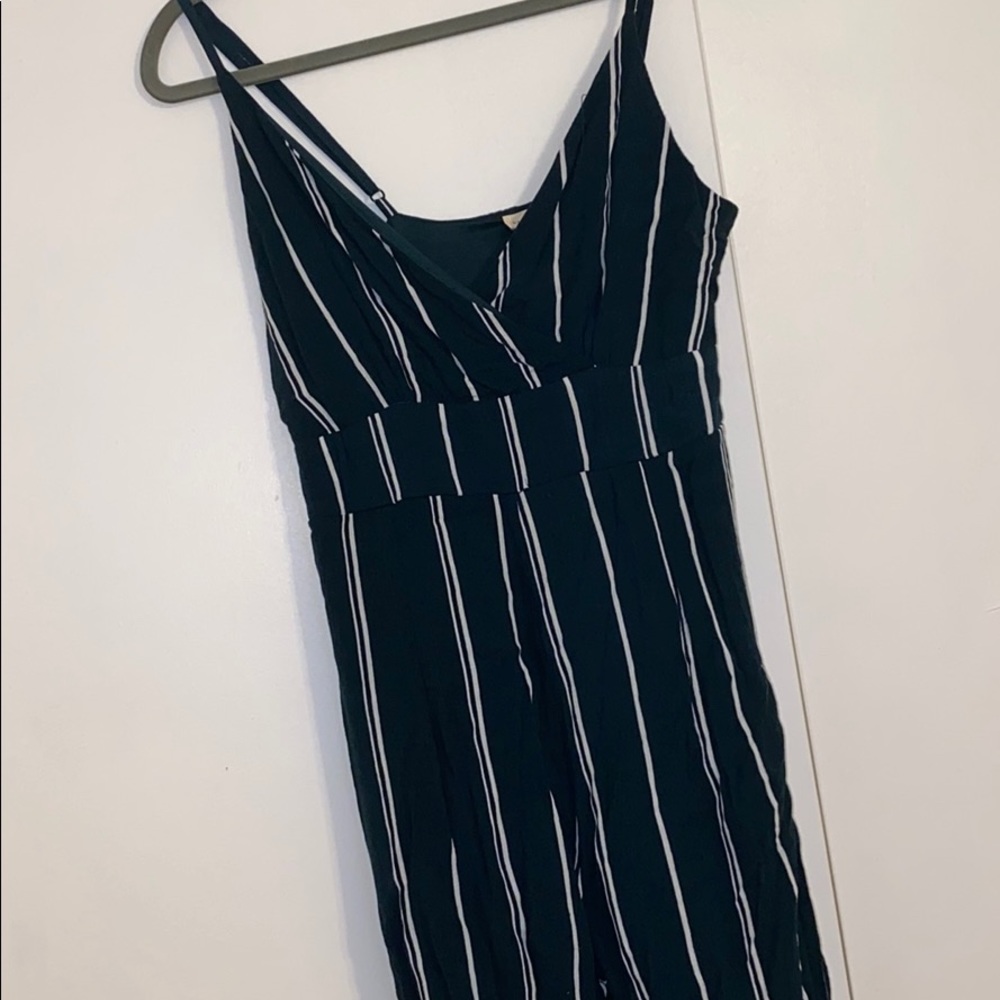 dark green and white striped jumpsuit